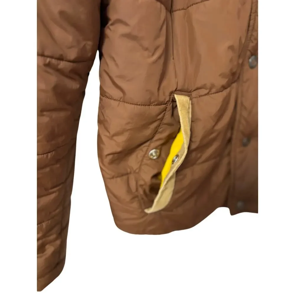 prAna Waylen Mens XL Puffer Jacket Quilted Corduroy Yoke Sherpa Collar Brown